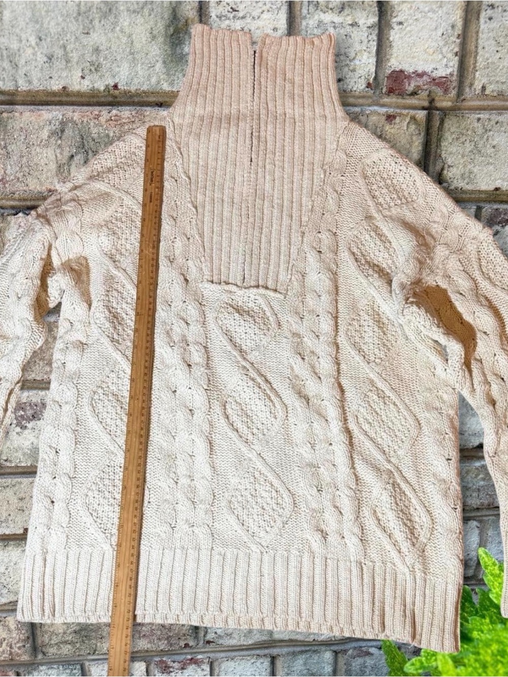 Free People Driftwood Cable Polo Sweater Ivory Large - Picture 5 of 7